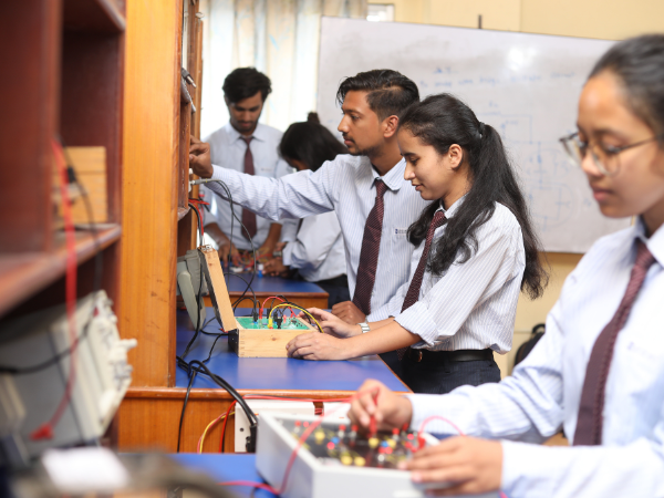 Electronics studing doing lab practical