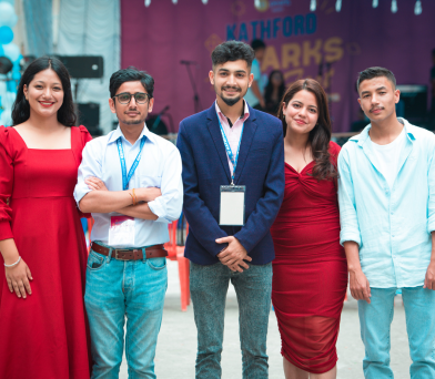 Students and faculty celebrating Dashain during Kathford Sparks