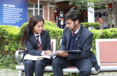 Students group studying in college premises