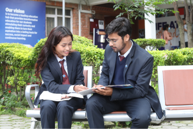 Students group studying in college premises