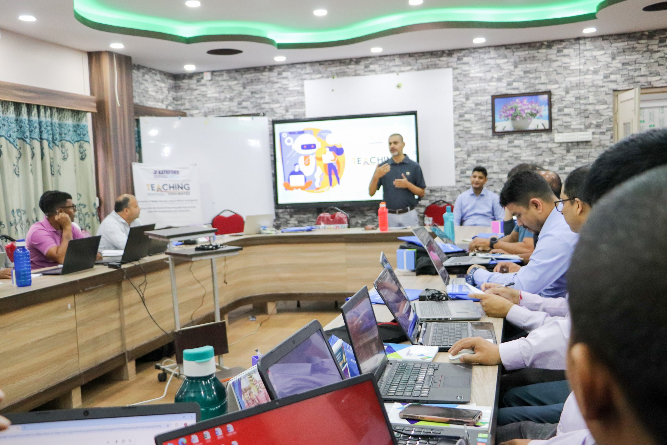 Teachers engaging in teaching event