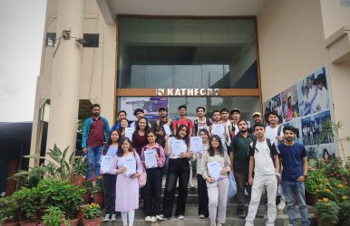 Students participating in Civil Wonder and AutoCAD Competition showcasing engineering designs