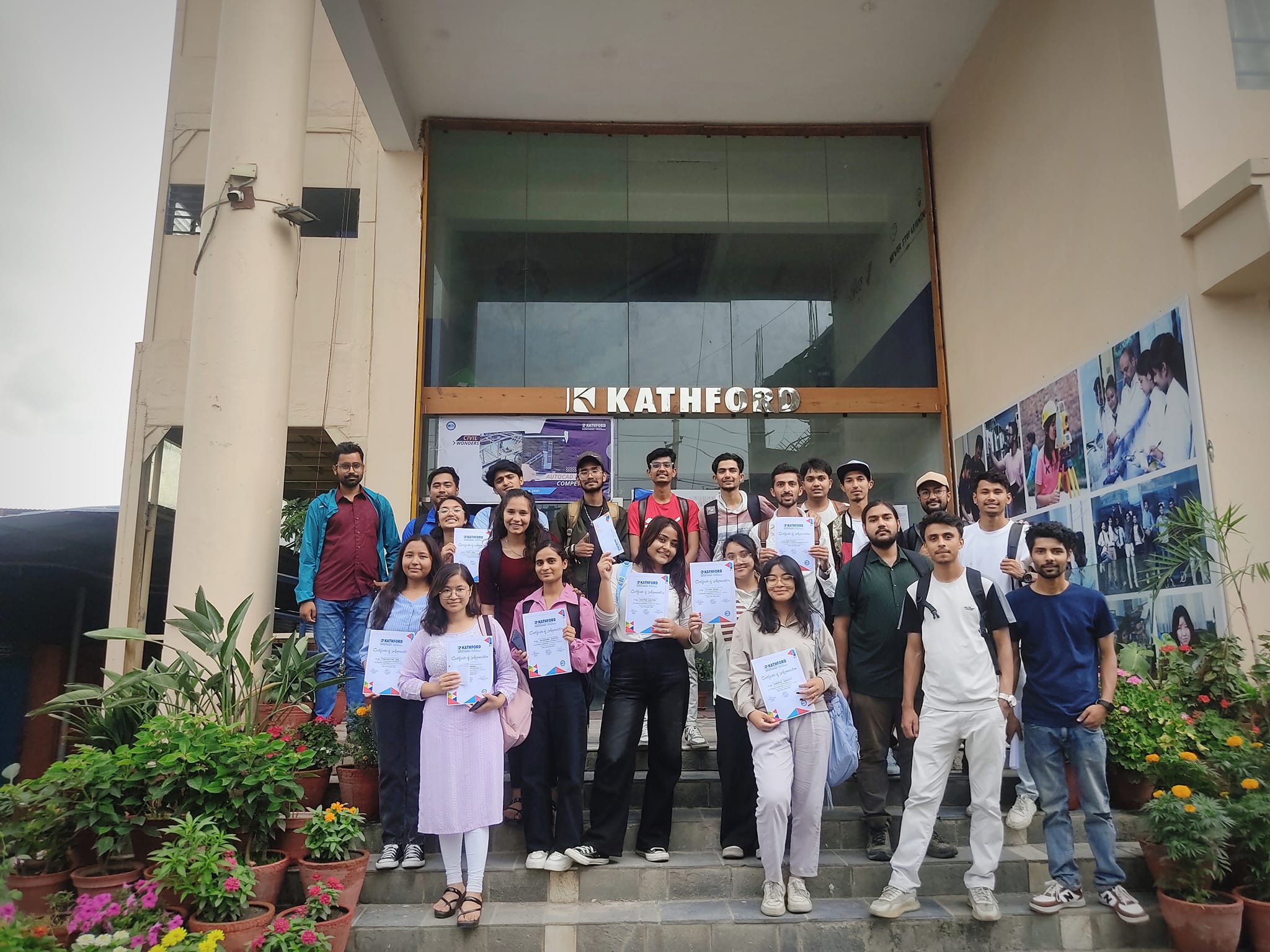 Students participating in Civil Wonder and AutoCAD Competition showcasing engineering designs