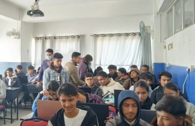 Participants attending Git/GitHub and Advanced Python workshop at Kathford College