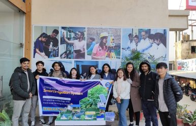 Team Kathford Holding Banner of Smart Irragation System