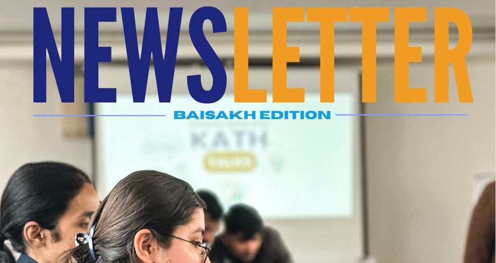 Newsletter - Student in presentation setting with Baisakh Edition