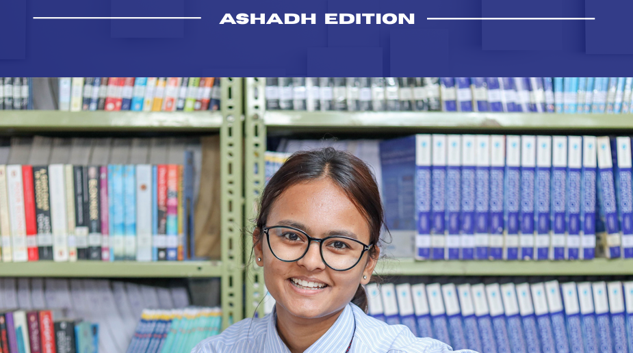 Ashadh Newsletter cover photo with student