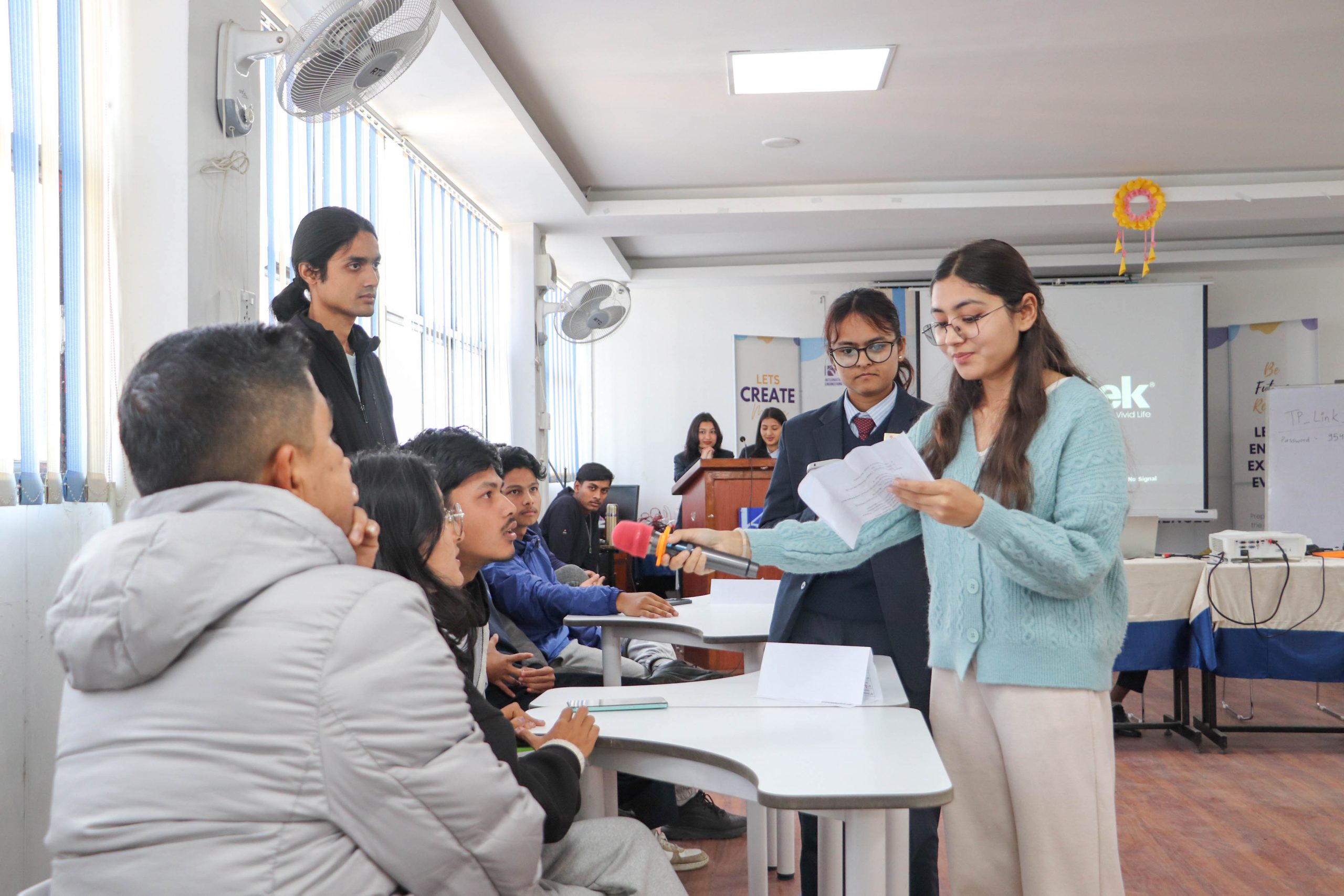Student answering a question during CR’s Quiz Competition