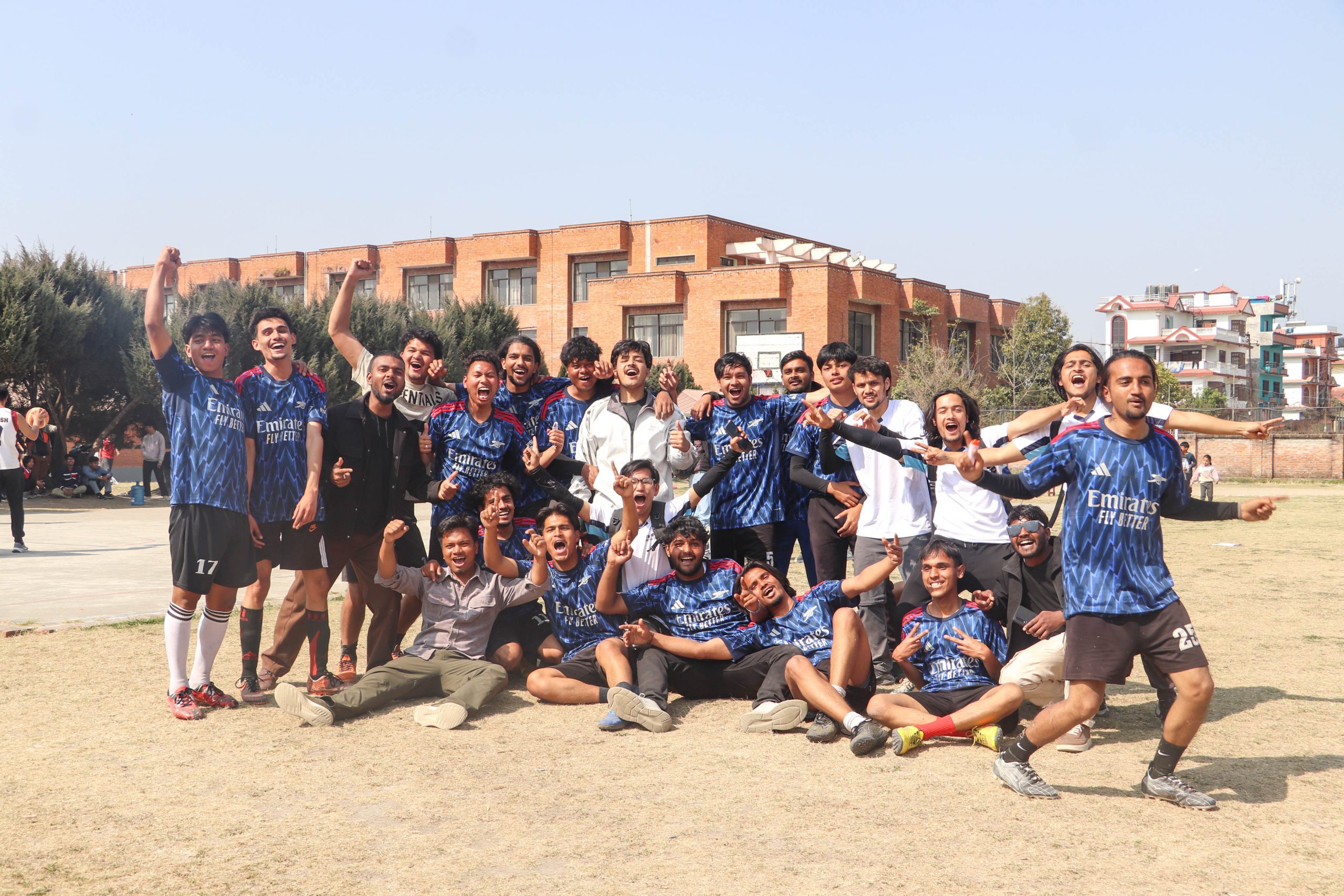 Engineering students celebrating victory during Sports Week 2082.