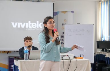 student presenting during an interactive seminar in BBA and BBM Course in Nepal