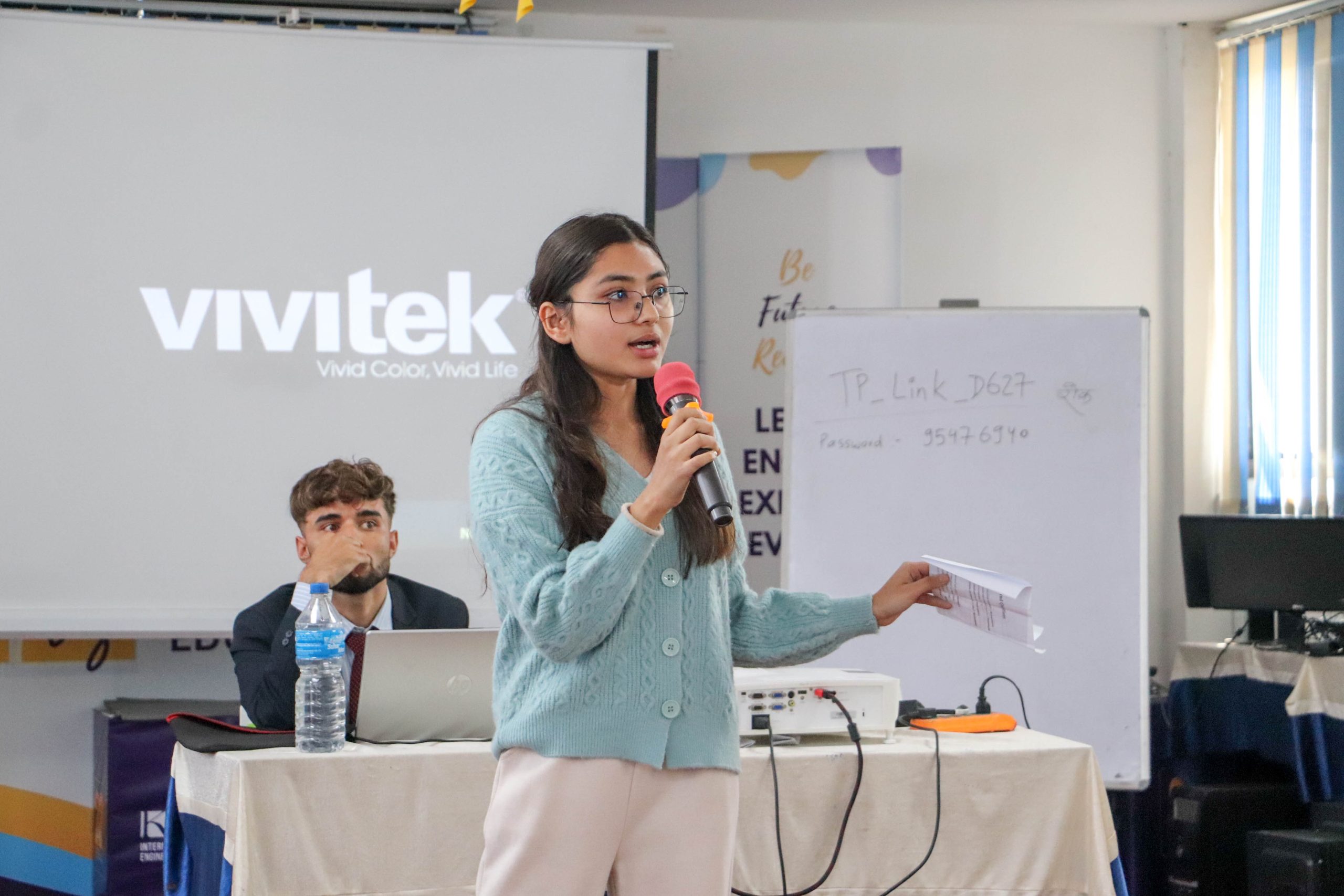 student presenting during an interactive seminar in BBA and BBM Course in Nepal