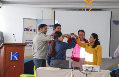 Team activity during orientation session on professional skills