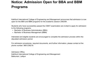 BBA and BBM admission Notice
